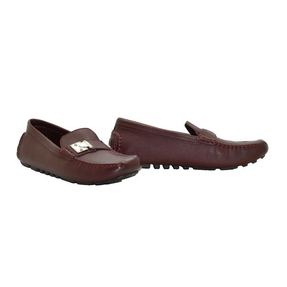 NWOB LOUIS VUITTON Burgundy Leather Buckle Strap Driver Loafer Shoes Size 35.5 - Picture 1 of 7